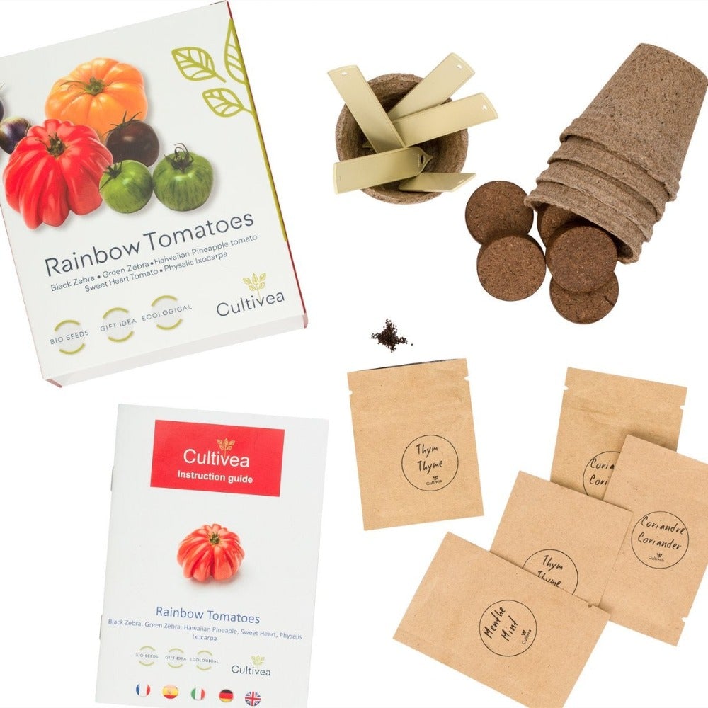 5 Sorten kunterbunte Tomatensamen im praktischen Anbauset - GartenX - Pflanzen- & Kräuteranbausets